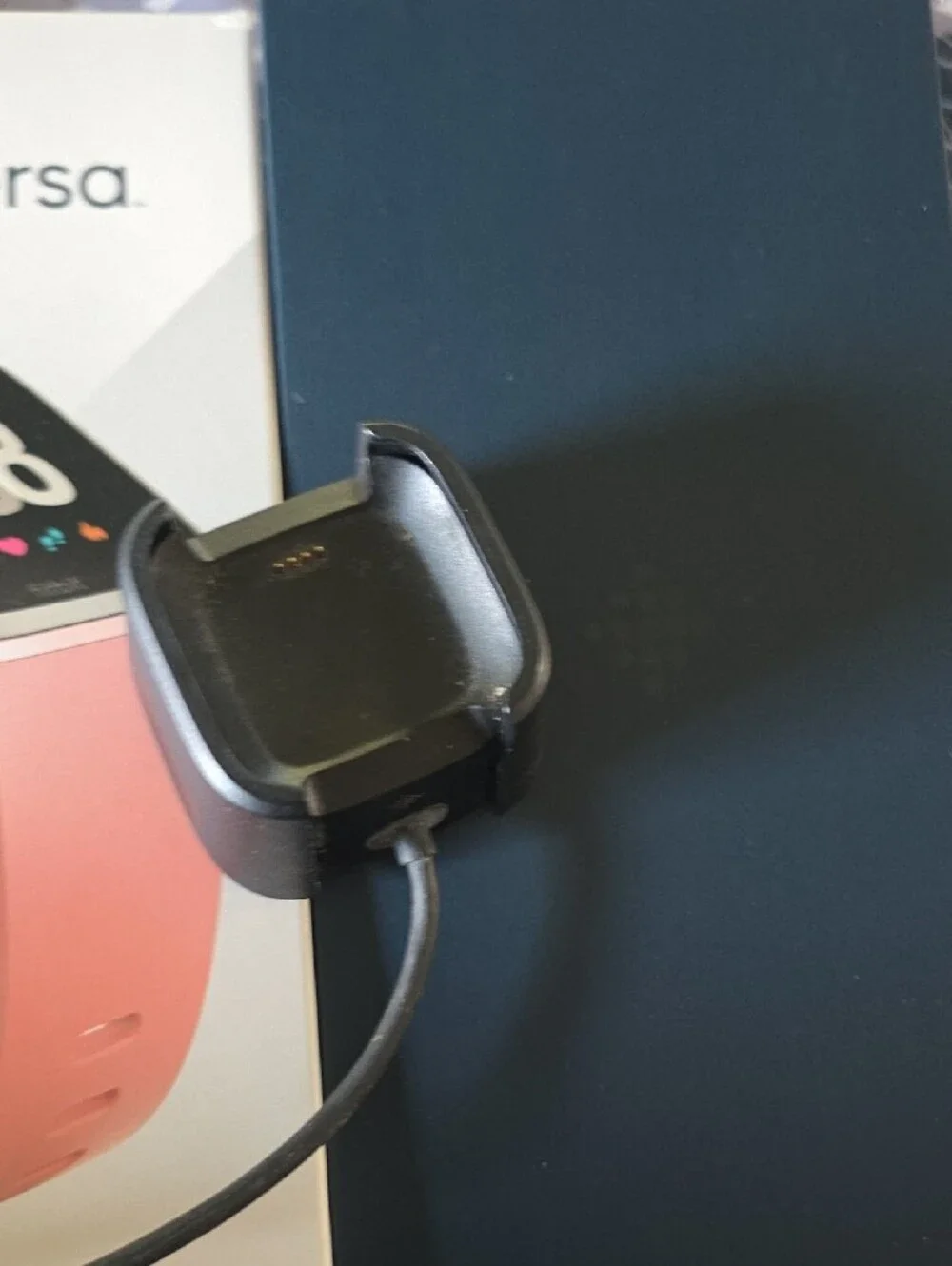 fitbit Versa Rose Gold Case with Peach Pink Band and Black Bonus Band